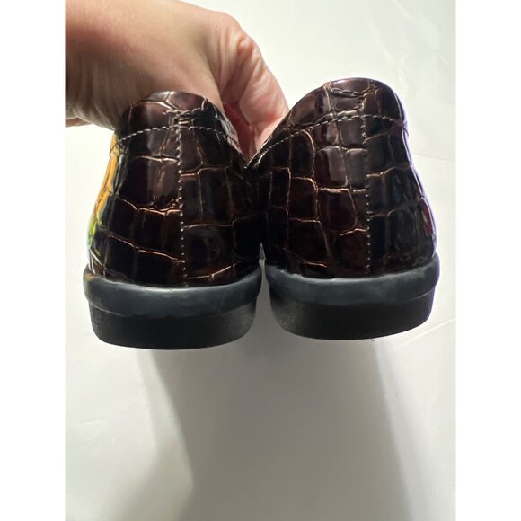 Clarks Metallic Brown Crocodile Print Loafers Size 9 Leather - Picture 5 of 10